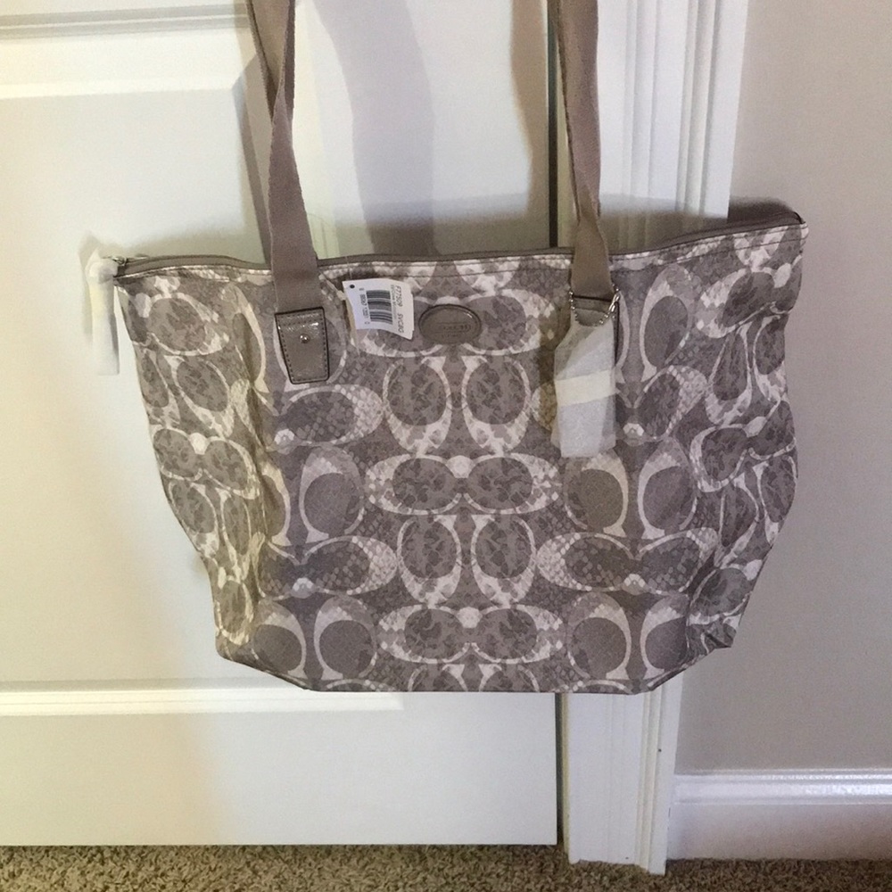 2 Piece..Gray snakeskin coach bag